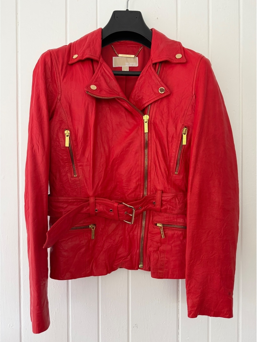 Michael Kors Lambs Leather Red Jacket size Medium